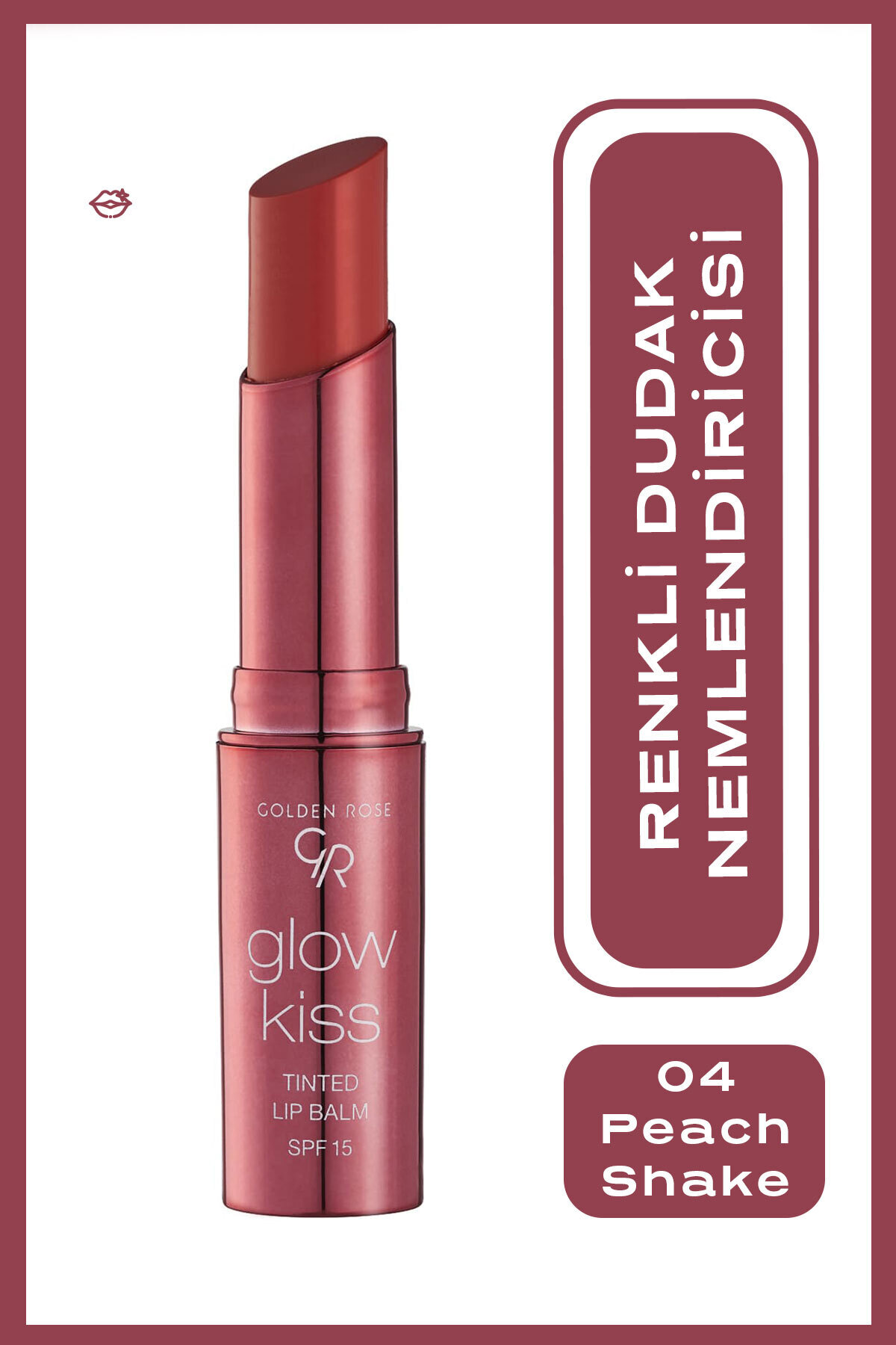 GOLDEN ROSE   GLOW KISS TINTED LIP BALM PEACH SHAKE NO 04-