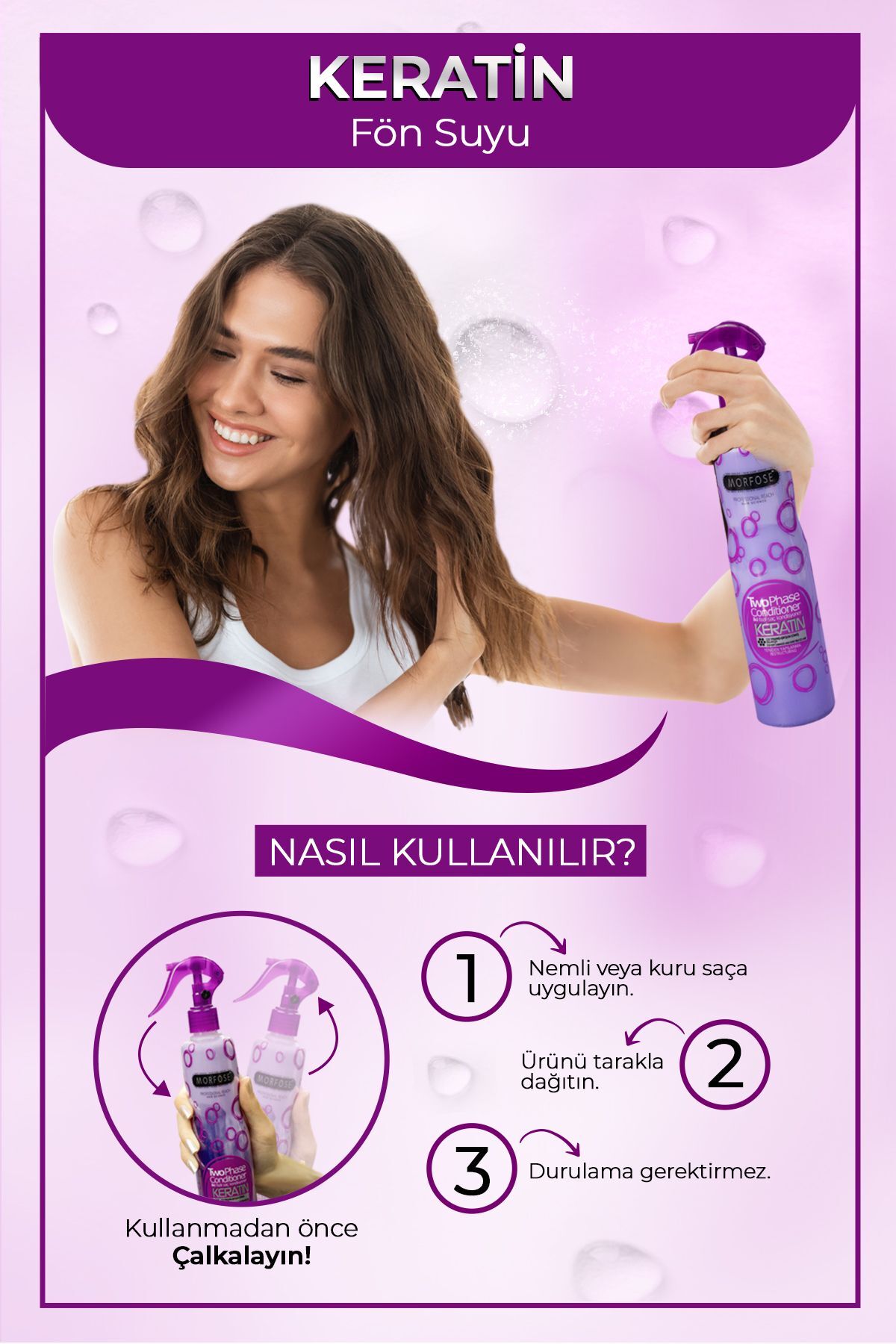 MORFOSE KERATİN IÇERİKLİ FÖN SUYU MOR 400 ML-