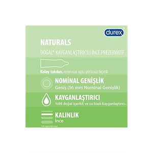 DUREX NATURALS DOĞAL KAYGANLAŞI İNCE PREZERVATİF 20Lİ-
