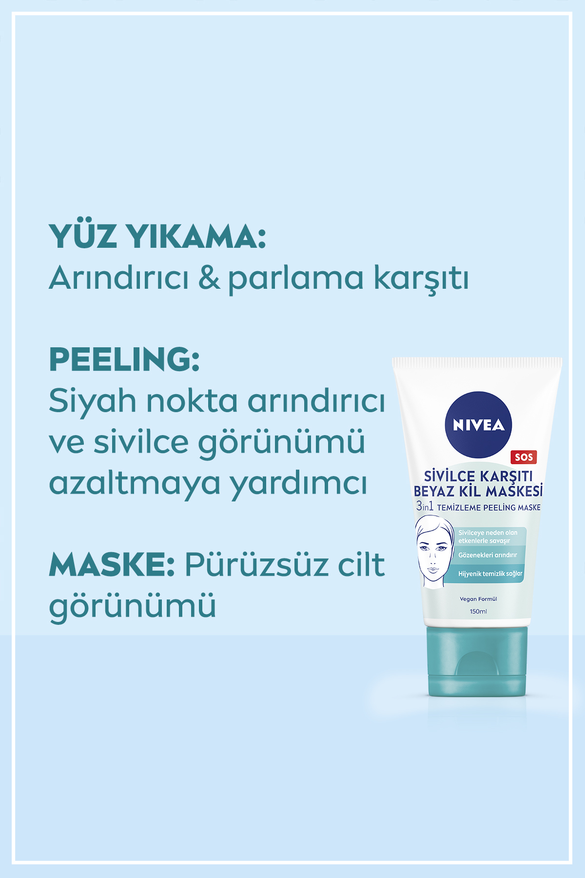 NİVEA SİVİLCE KARŞITI BEYAZ KİL MASKESİ 150 ML-
