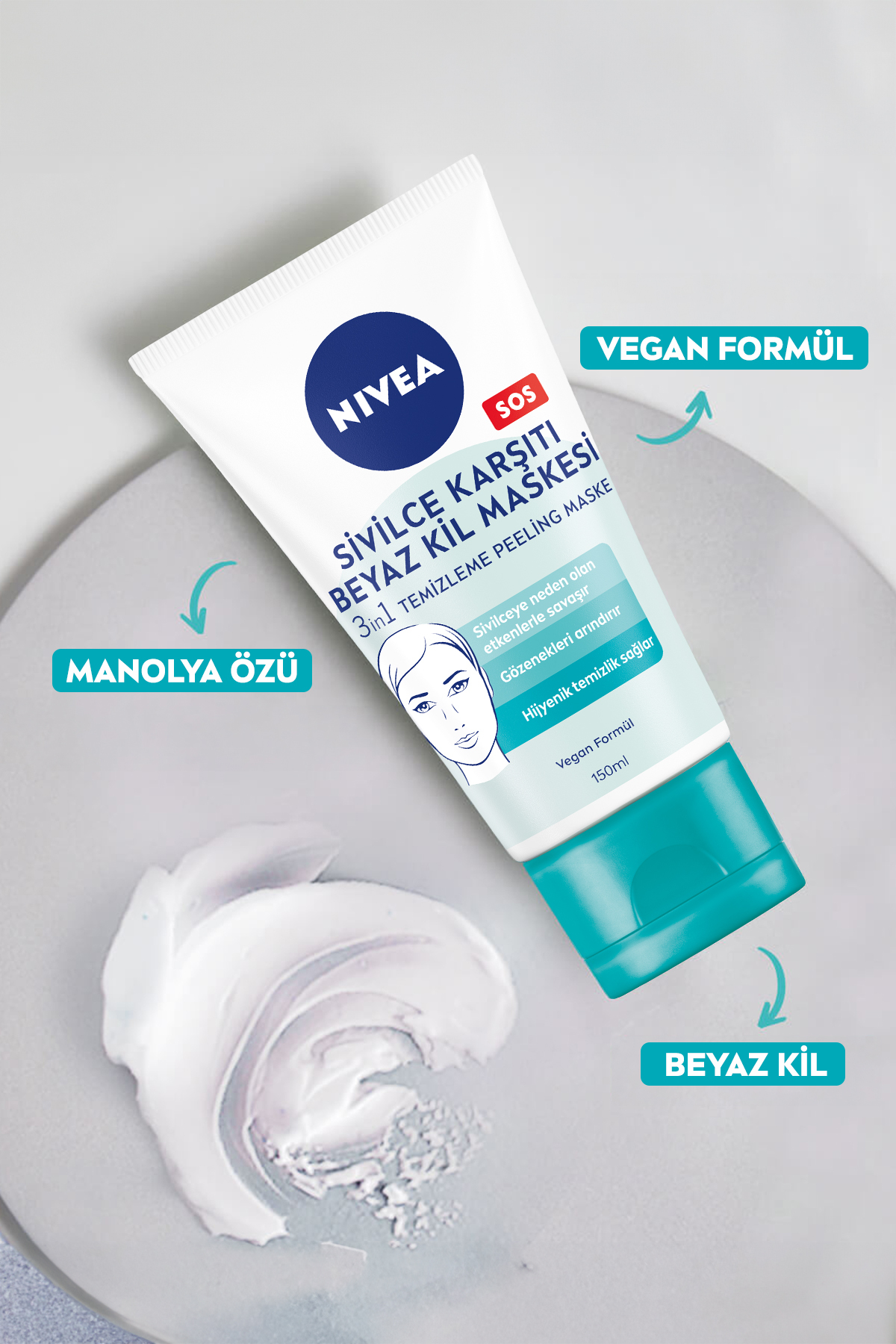 NİVEA SİVİLCE KARŞITI BEYAZ KİL MASKESİ 150 ML-