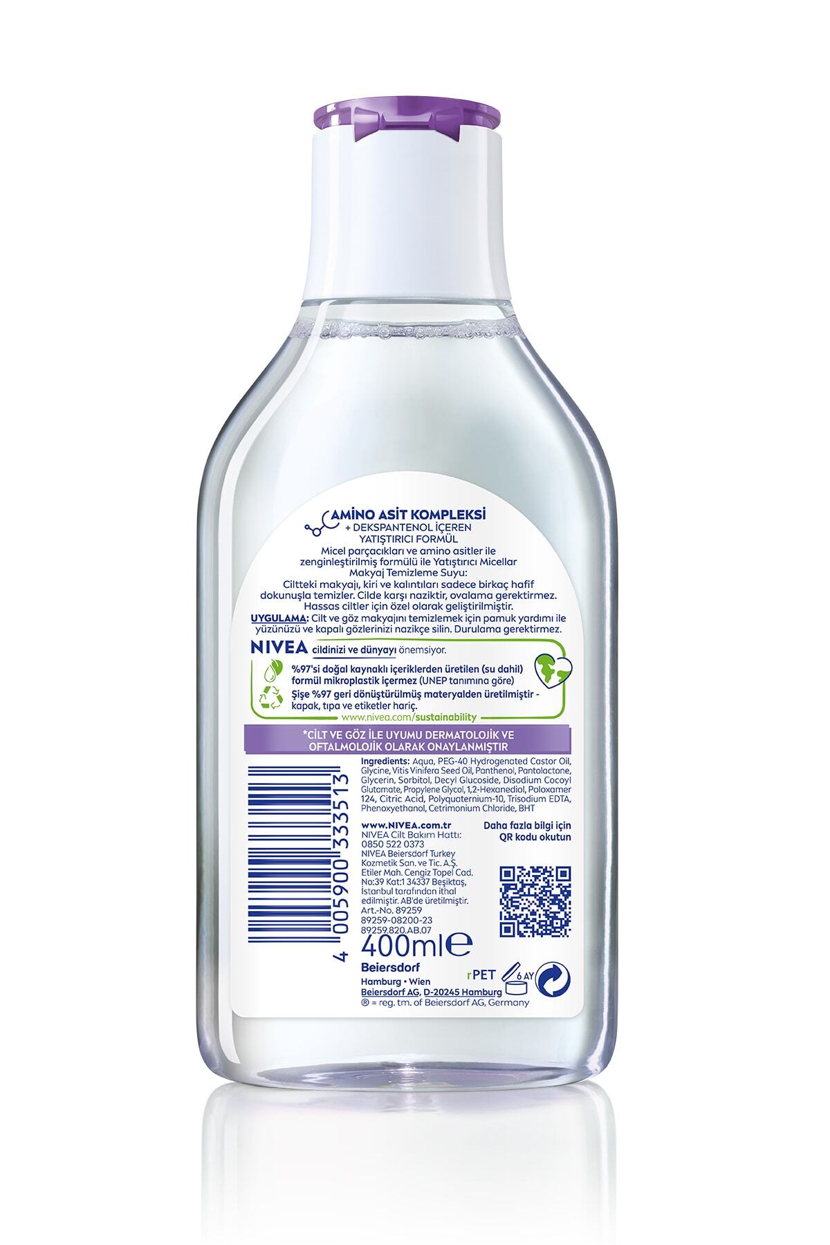 NİVEA YATIŞTIRICI MİCELLAR MAKYAJ TEMİZLEME SUYU 400ML-