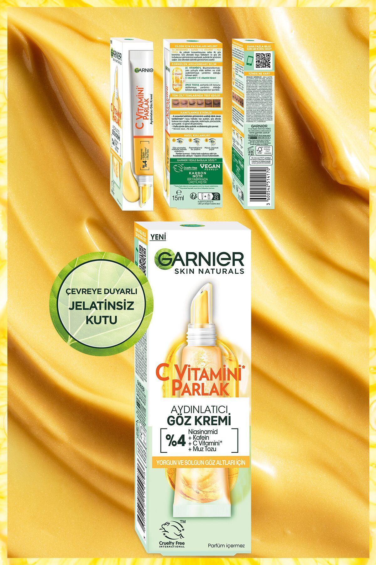 GARNİER C VİTAMİNİ PARLAK AYDINLATICI GÖZ KREMİ 15ML-