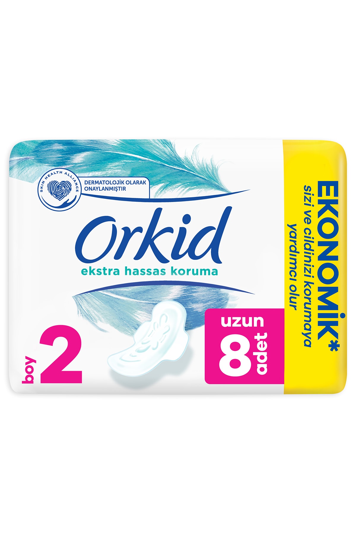 ORKİD EKSTRA HASSAS KORUMA TEKLİ UZUN 8Lİ HİJYENİK PED-