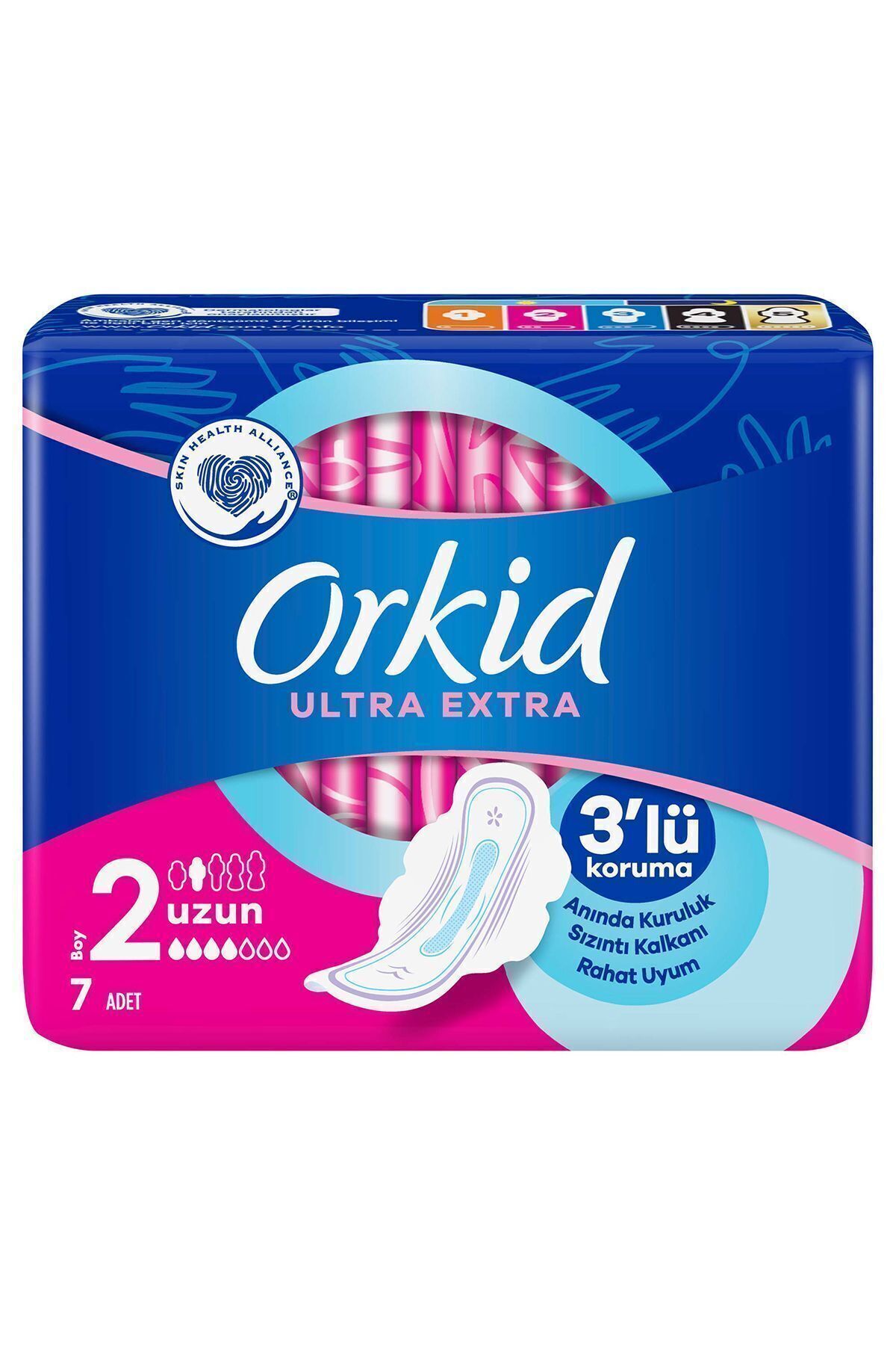 ORKİD TEKLİ ULTRA KANATLI UZUN 7Lİ HİJYENİK PED-