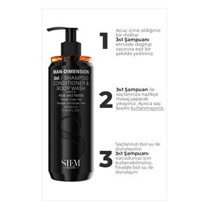 SİEM MAN-DIMENSION 3/1 SHAMPOO & CONDİTİONER&BODY 300ML-