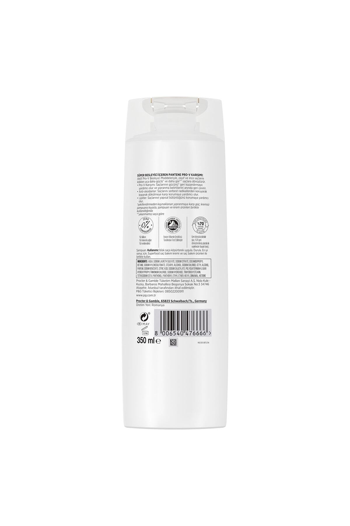 PANTENE SUPERFOOD GÜR VE GÜÇLÜ ŞAMPUAN 350 ML-