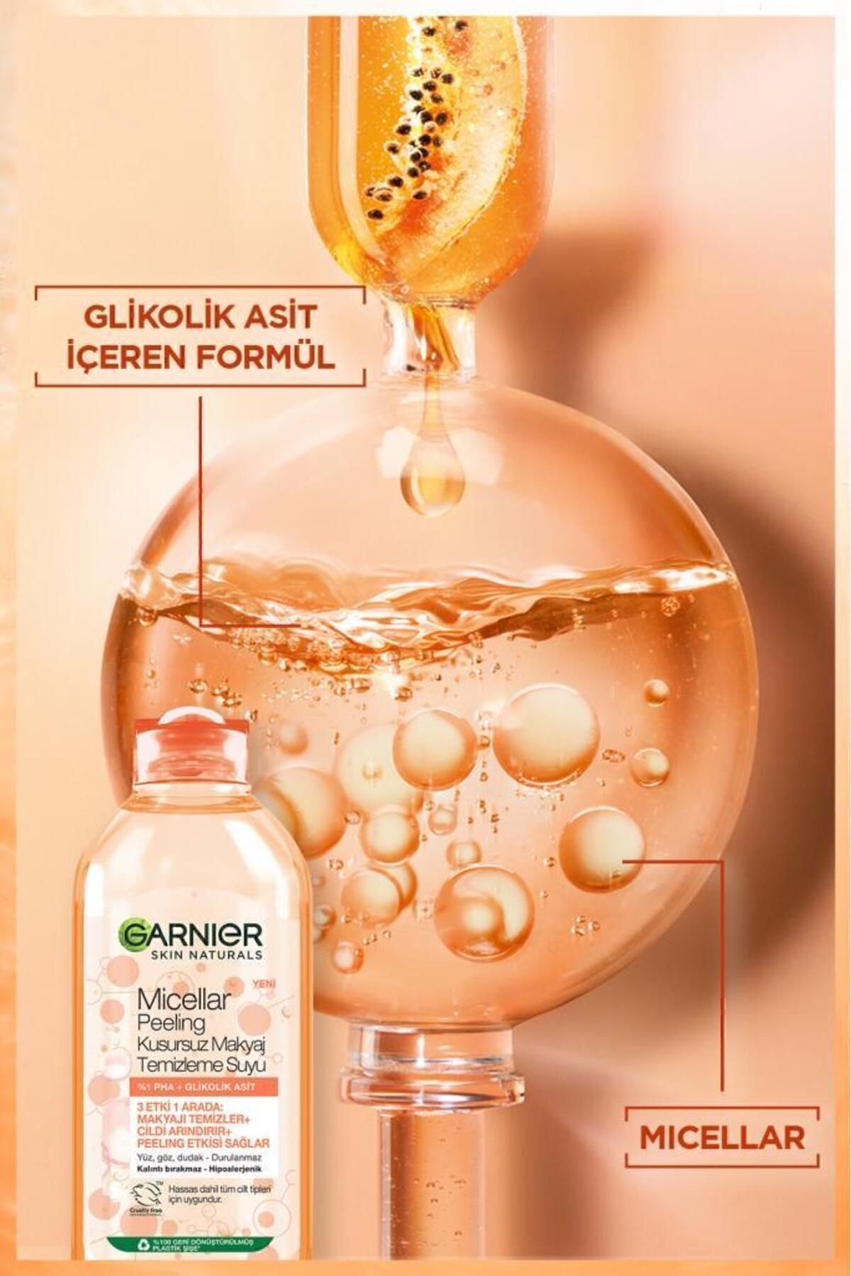 GARNİER MİCELLAR PEELİNG KUSURSUZ MAKYAJ TEMİZLEME SUYU 400ML-