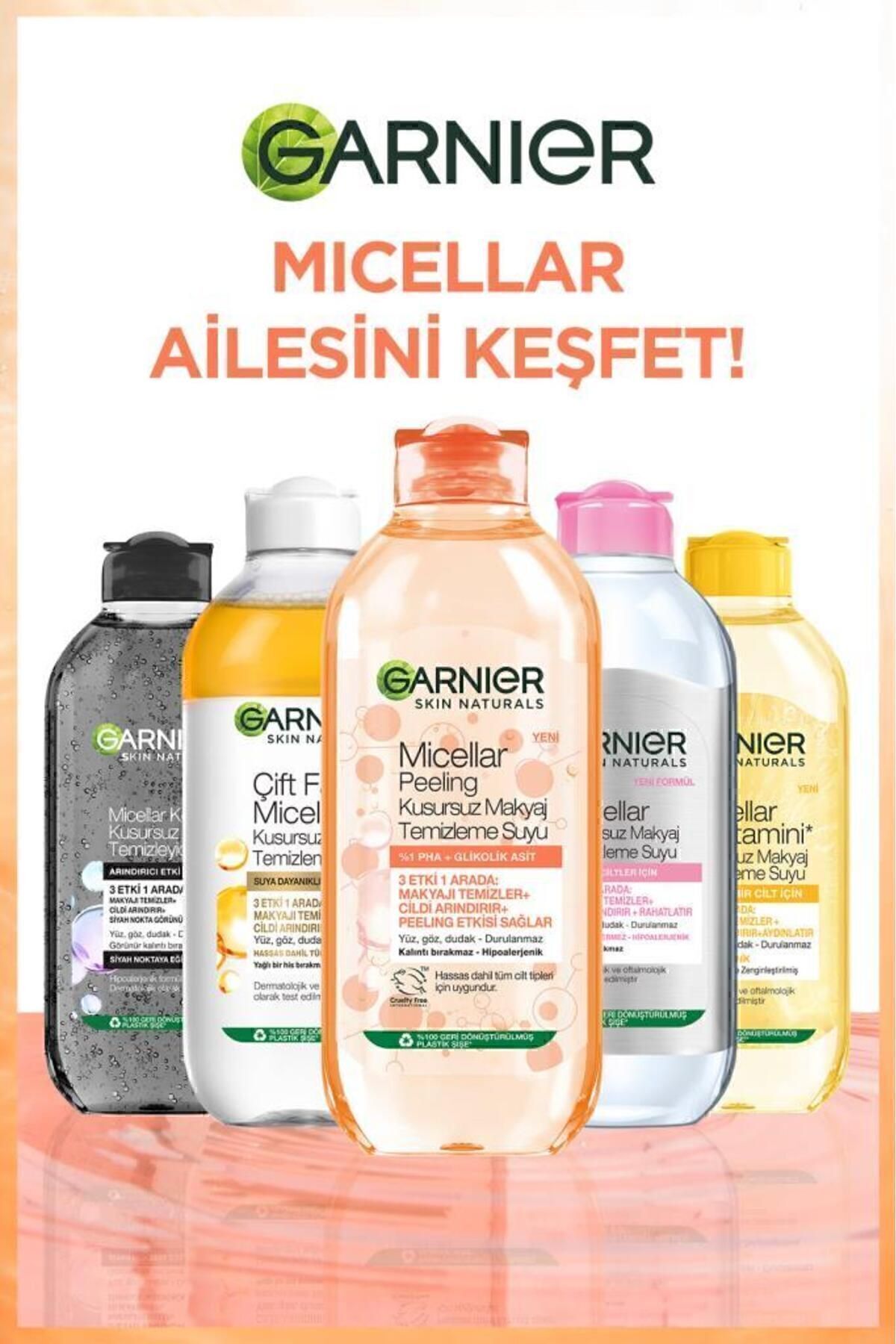 GARNİER MİCELLAR PEELİNG KUSURSUZ MAKYAJ TEMİZLEME SUYU 400ML-