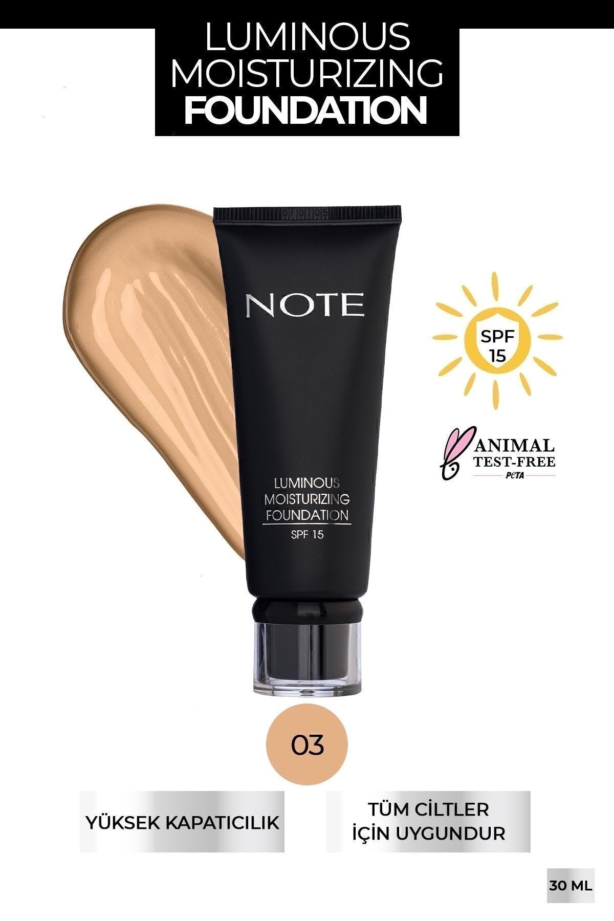 NOTE  LUMİNOUS MOİSTURİZİNG MEDIUM BEİGE NO.03 FONDÖTEN-