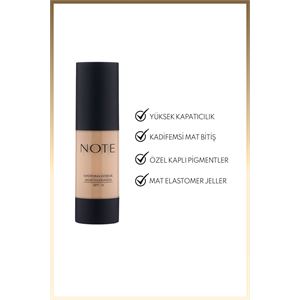 Note Cosmetics Mattifying Extreme Wear Spf 15 Yoğun Kapatıcı Mat Bitişli Fondöten - 02 Natural Beige-