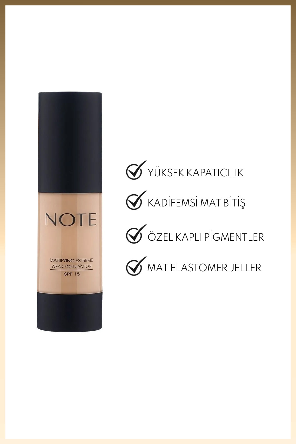 Note Cosmetics Mattifying Extreme Wear Spf 15 Yoğun Kapatıcı Mat Bitişli Fondöten - 02 Natural Beige-