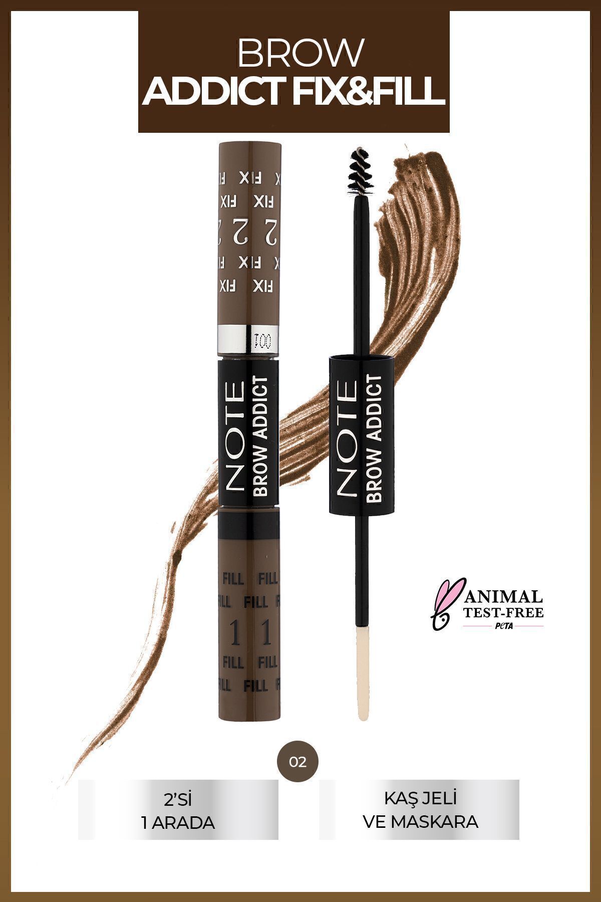 NOTE BROW ADDICT TINT&SHAPING GEL LIGHT BROWN 02 KAŞ MASKARASI-