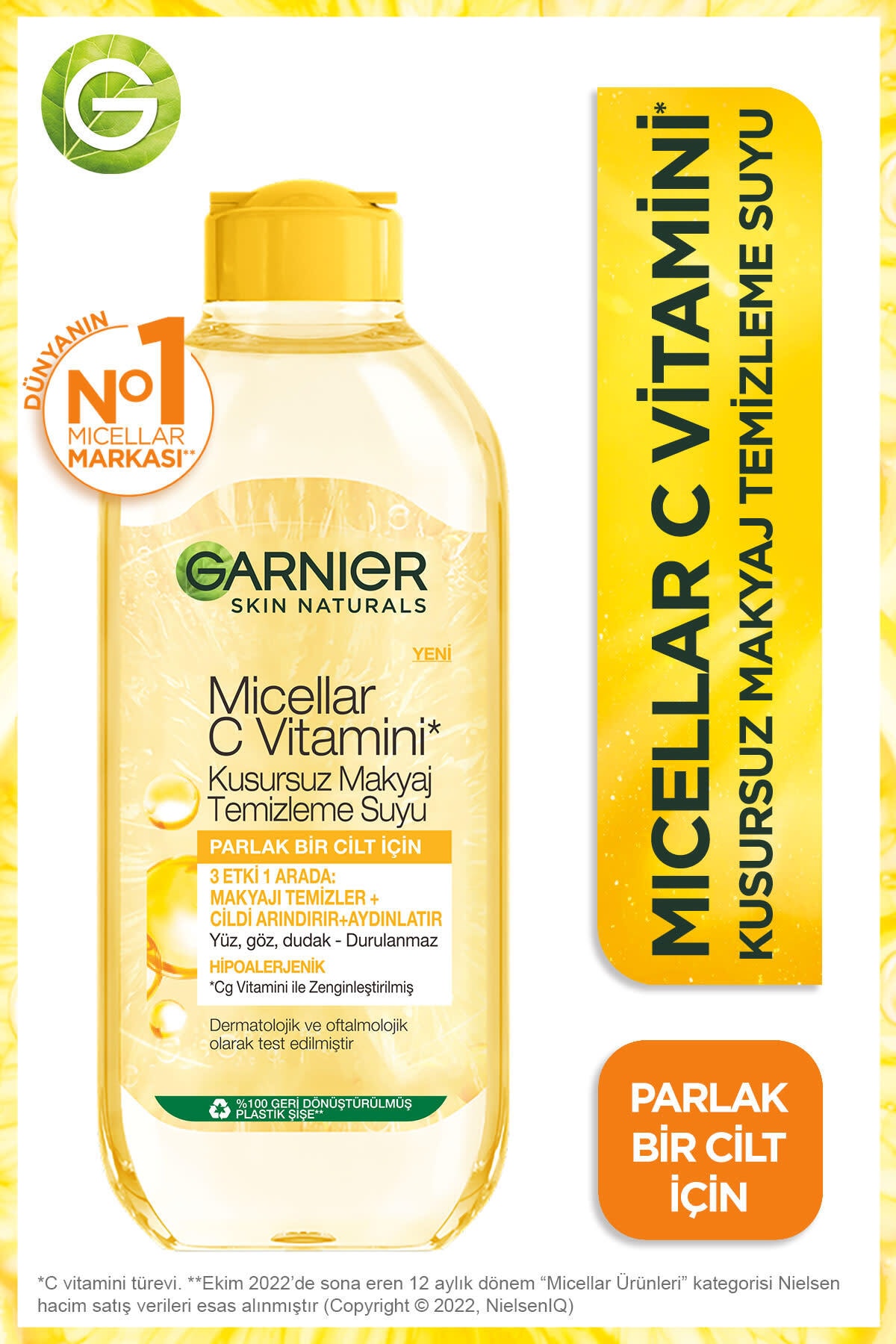 GARNİER MİCELLAR C VİTAMİNİ KUSURSUZ MAKYAJ TEMİZLEME SUYU 400ML-