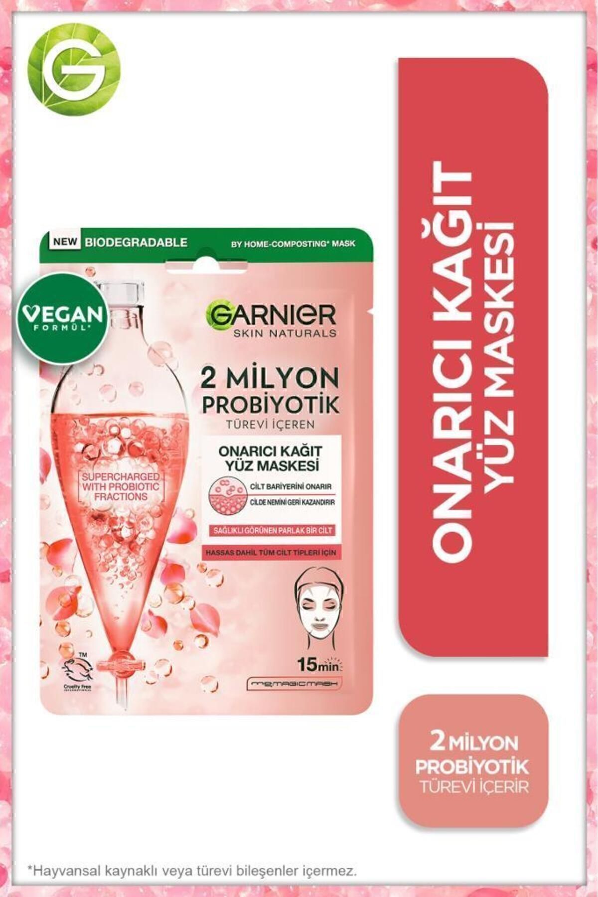 GARNİER 2 MİLYON PROBİYOTİK TÜREVİ IÇEREN KAĞIT MASKE-