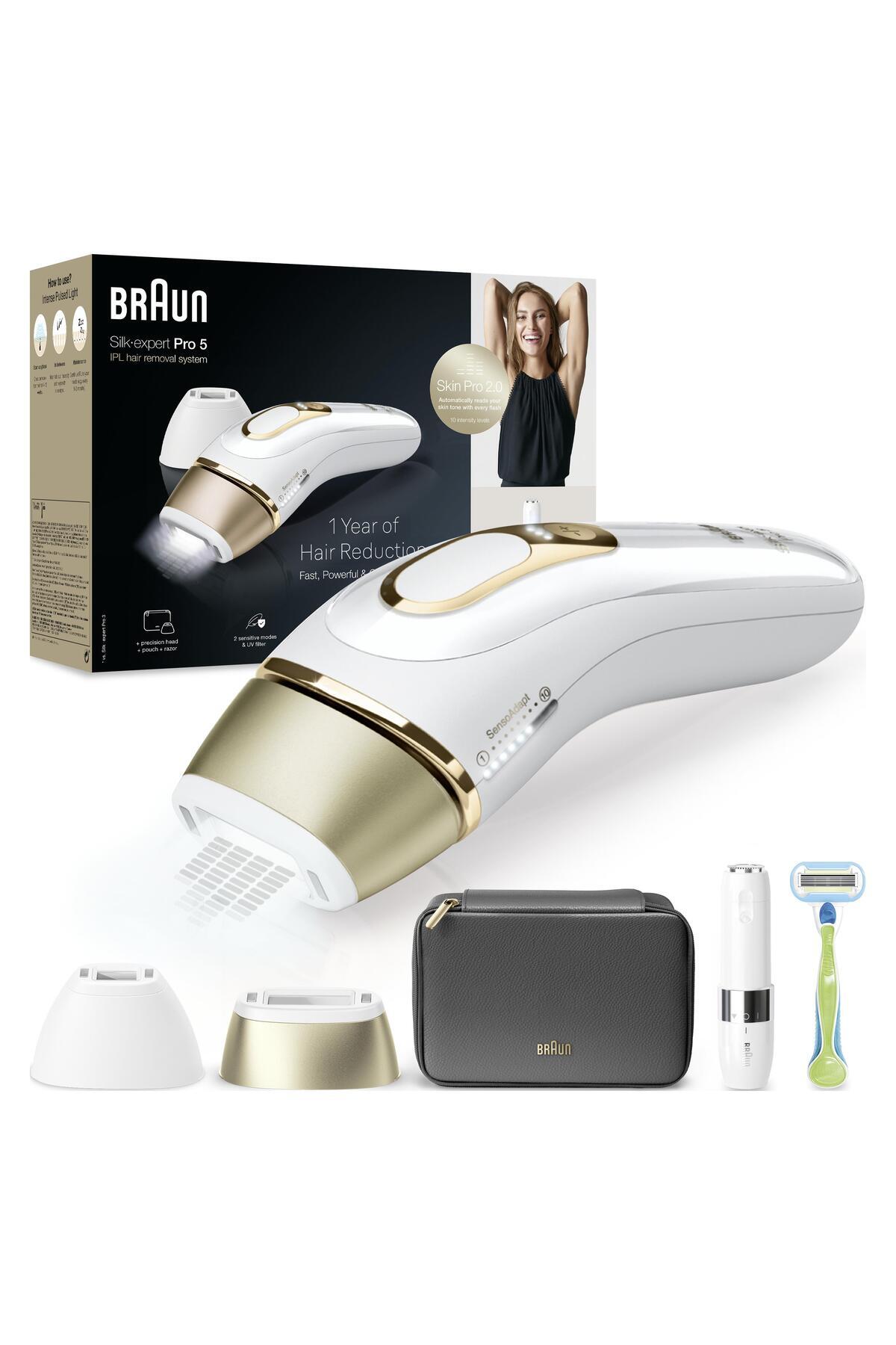 Braun IPL Silk·expert Pro 5, Evde Tüy Alma, Çanta, Venus Tıraş Makinesi, 2 Başlık ile, PL5146-