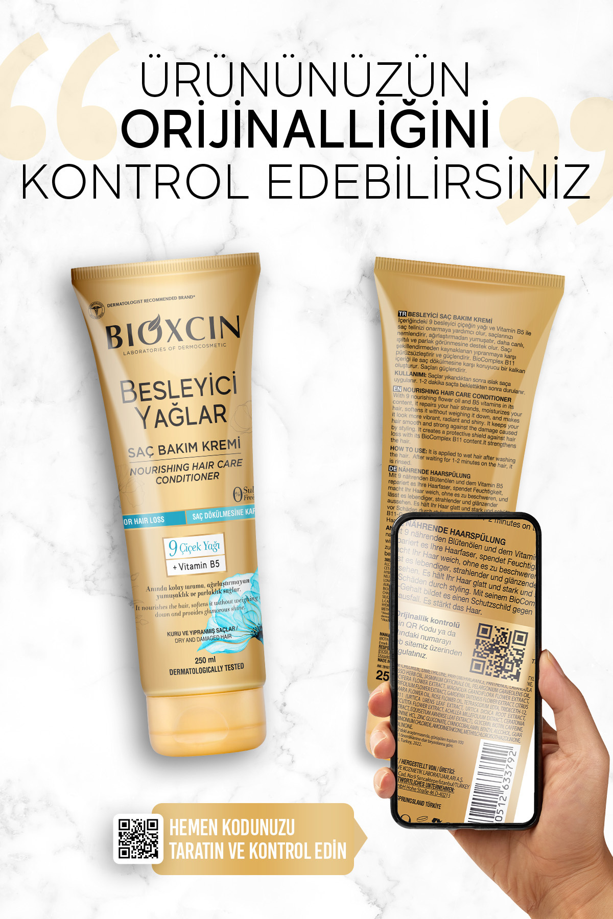 BİOXCİN BESLEYİCİ YAĞLAR BAKIM SAÇ KREMİ 250 ML - SÜLFATSIZ. KURU VE YIPRANMIŞ SAÇLAR SAÇ DÖKÜLME KARŞITI-