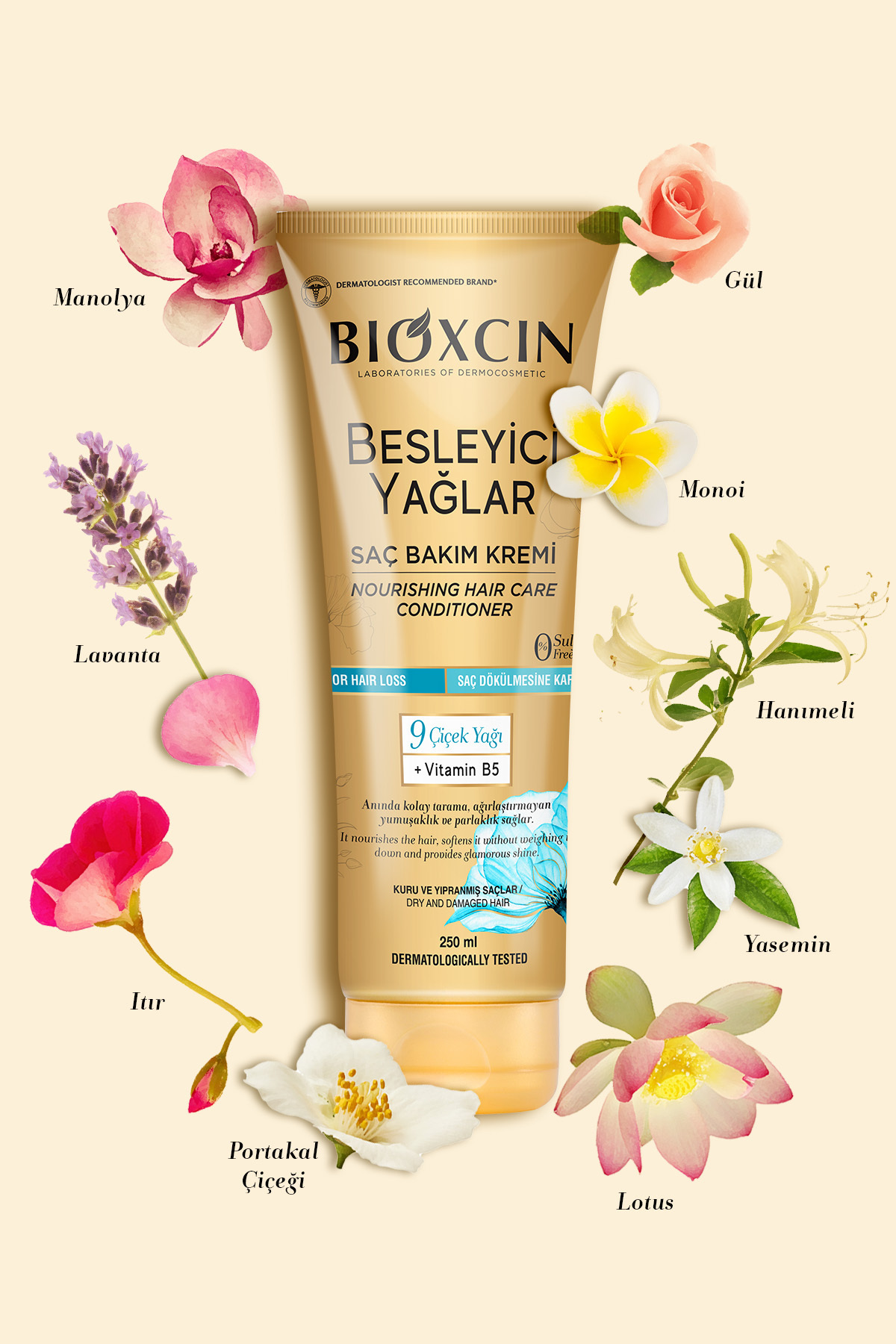 BİOXCİN BESLEYİCİ YAĞLAR BAKIM SAÇ KREMİ 250 ML - SÜLFATSIZ. KURU VE YIPRANMIŞ SAÇLAR SAÇ DÖKÜLME KARŞITI-