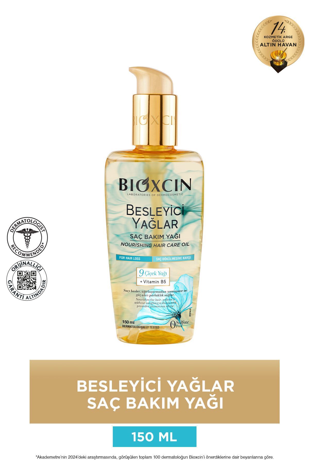 BİOXCİN BESLEYİCİ YAĞLAR SAÇ BAKIM YAĞI 150 ML - SÜLFATSIZ. KURU VE YIPRANMIŞ SAÇLAR SAÇ DÖKÜLME KARŞITI-