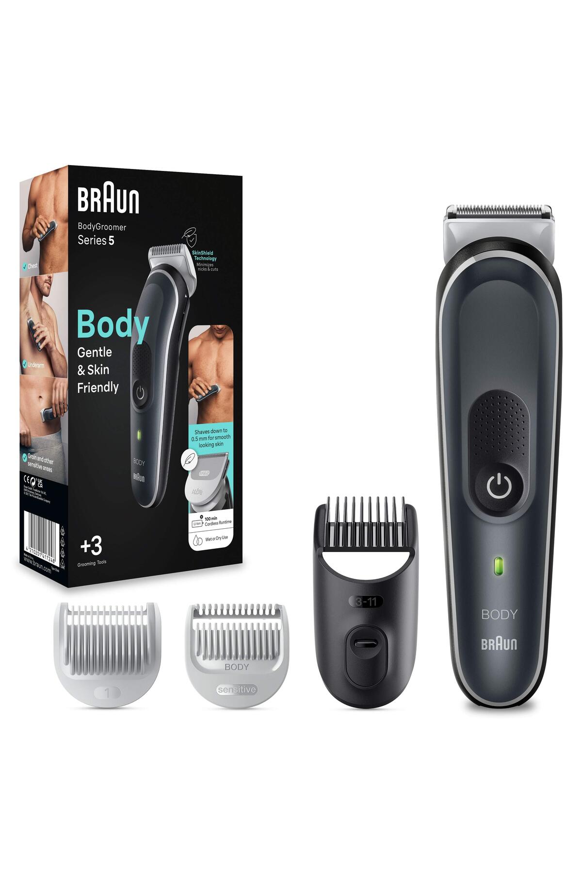 Braun BodyGroomer 5 BG 5340 SkinShield Teknolojisi, 3 Ek Parçalı Vücut Bakım Seti-