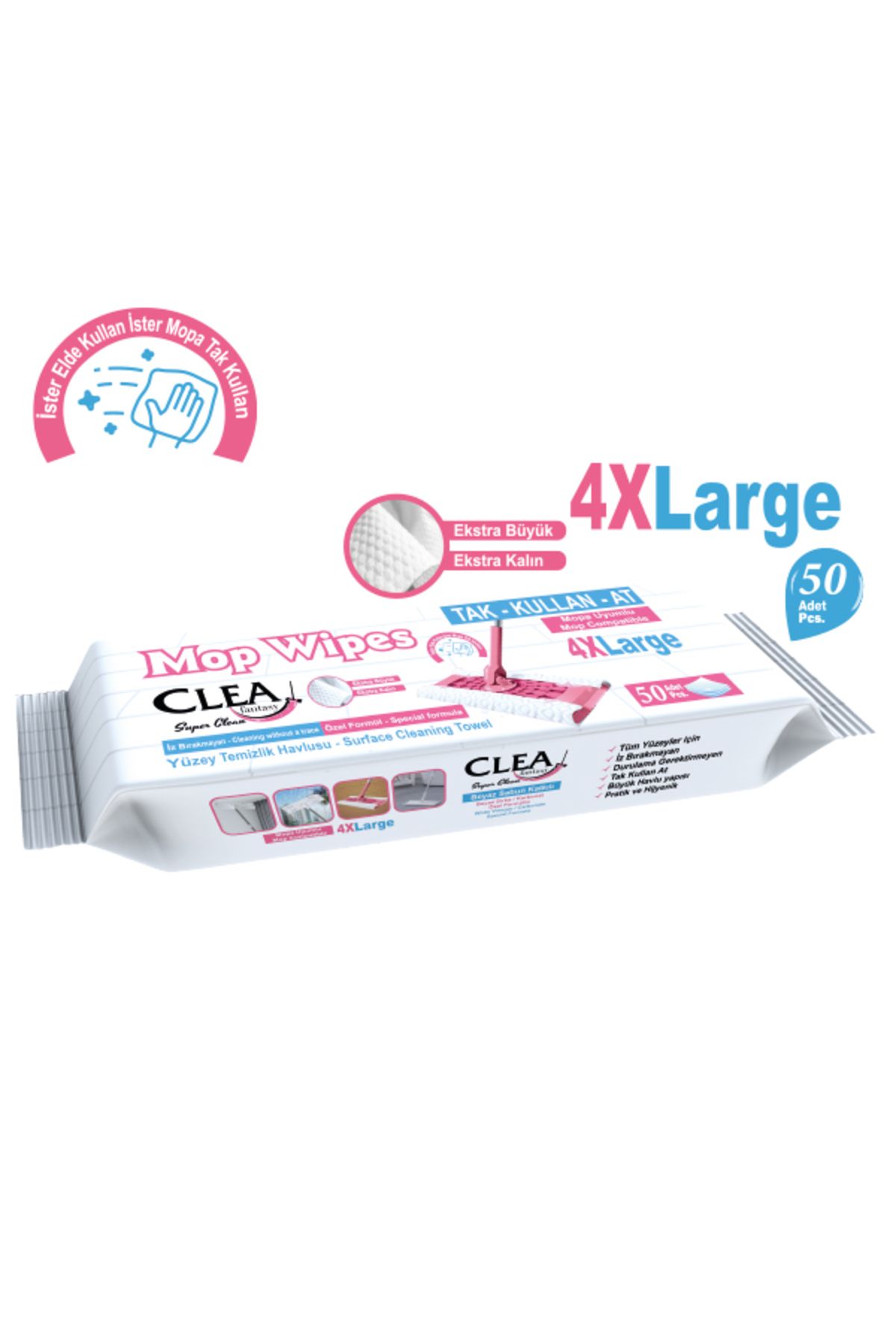 Clea Fantasy Mopa Uyumlu Yüzey Temizleme Havlusu 50 Adet-