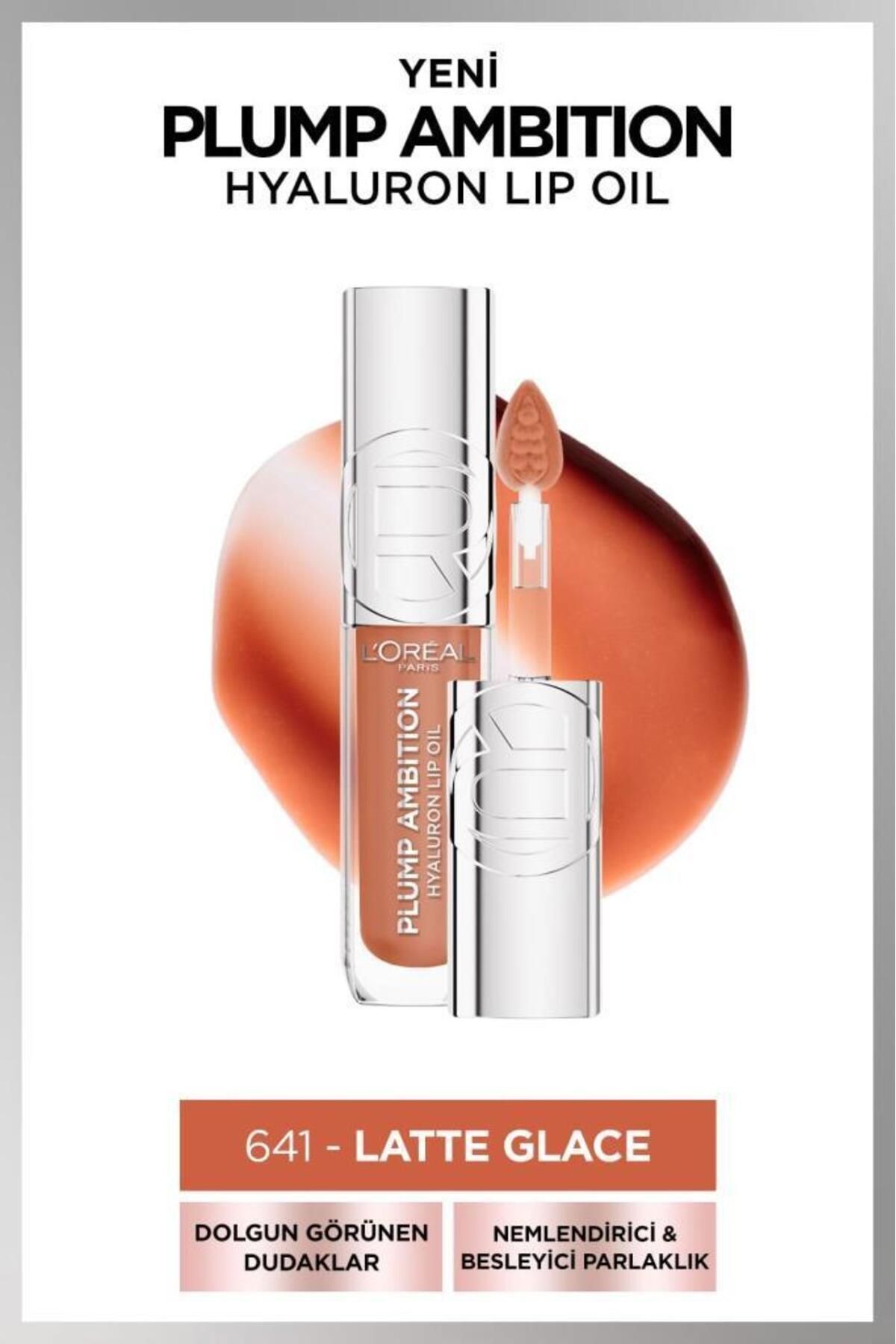 L'Oreal Paris Plump Ambition Hyaluron Lip Oil Besleyici ve Nemlendirici Dudak Parlatıcısı - 641 Latte Glace-