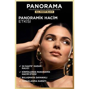 L'Oreal Paris Panorama Hacim Veren Maskara All Night Black - Siyah-