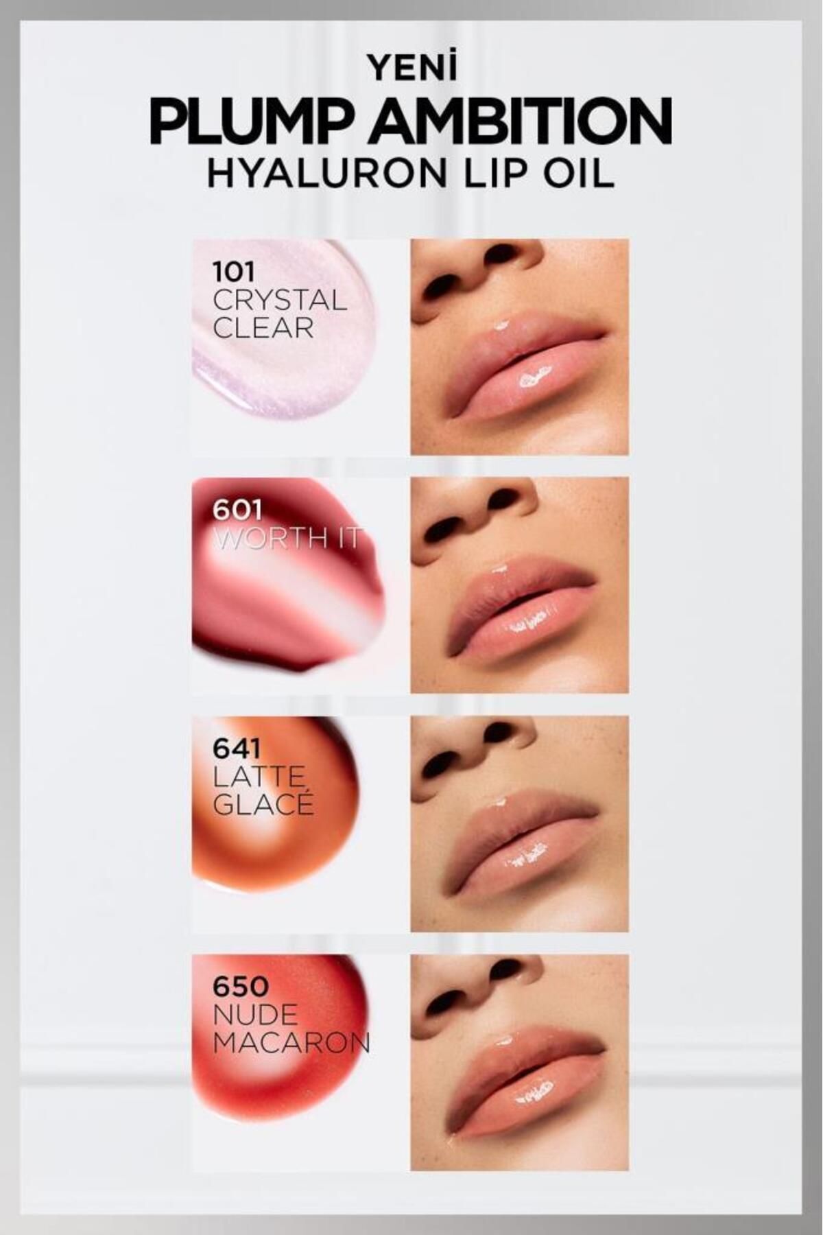 L'Oreal Paris Plump Ambition Hyaluron Lip Oil Besleyici ve Nemlendirici Dudak Parlatıcısı - 101 Cristal Clear-