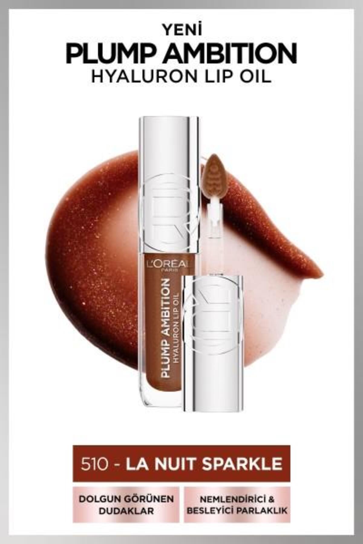 L'Oreal Paris Plump Ambition Hyaluron Lip Oil Besleyici ve Nemlendirici Dudak Parlatıcısı - 510 La Nuit Sparkle-