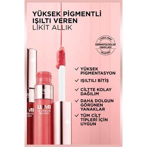 L'Oreal Paris Lumi Blush Likit Allık - Glowy Warm Peach-