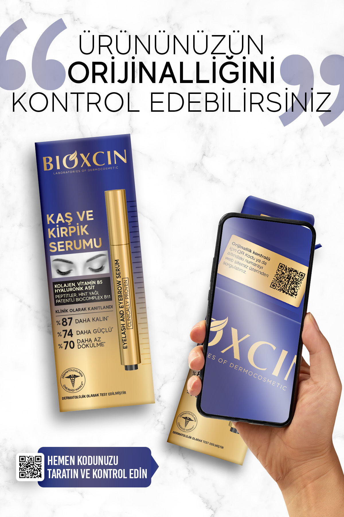 Bioxcin Kaş Kirpik Serumu - Kolajen Hyaluronik Asit Hint Yağı Keratin Peptidleri B5 Biocomplex B11-