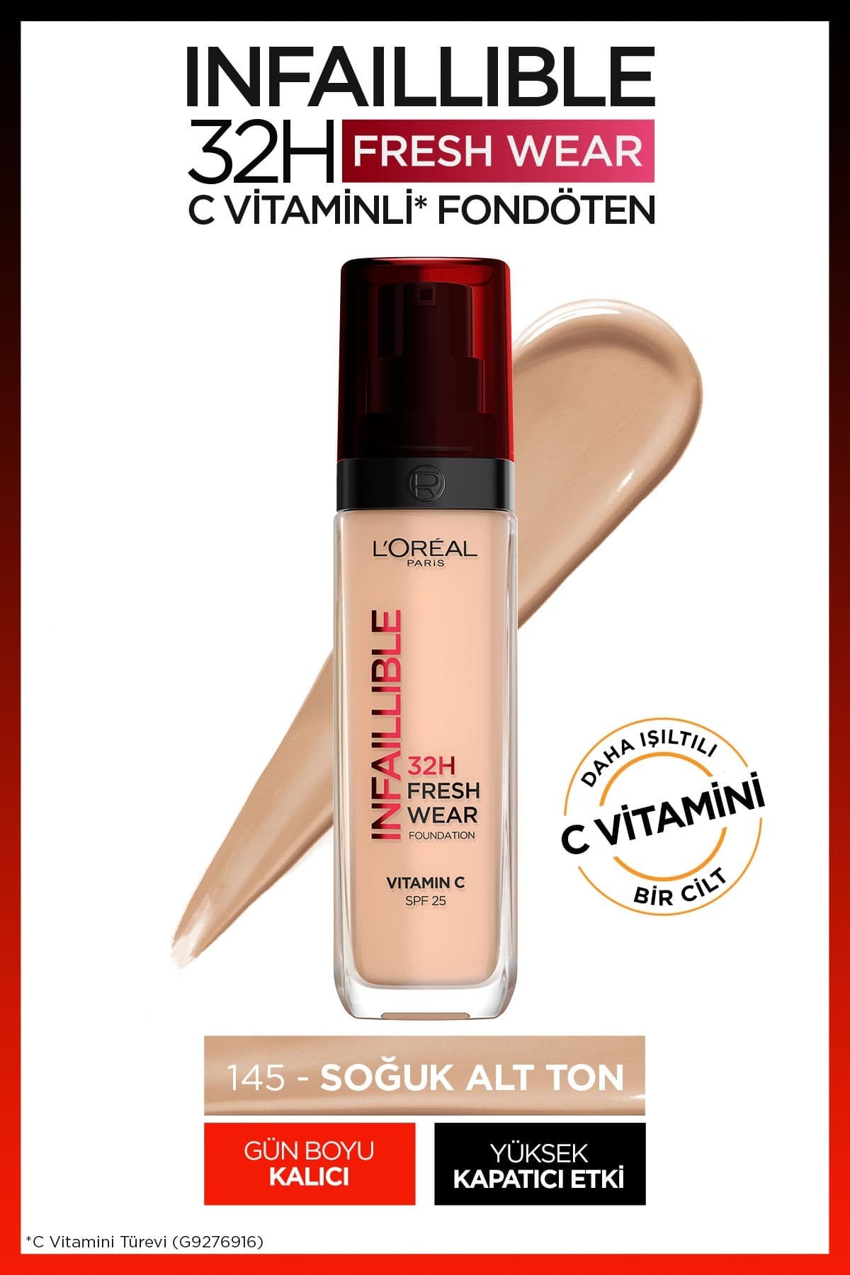 LOREAL PARİS UZUN SÜRE KALICI FONDÖTEN  145 BEİGE ROSE-