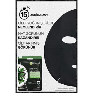 GARNİER KÖMÜR VE SİYAH ÇAYLI MATLAŞTIRICI KAĞIT YÜZ MASKESİ-