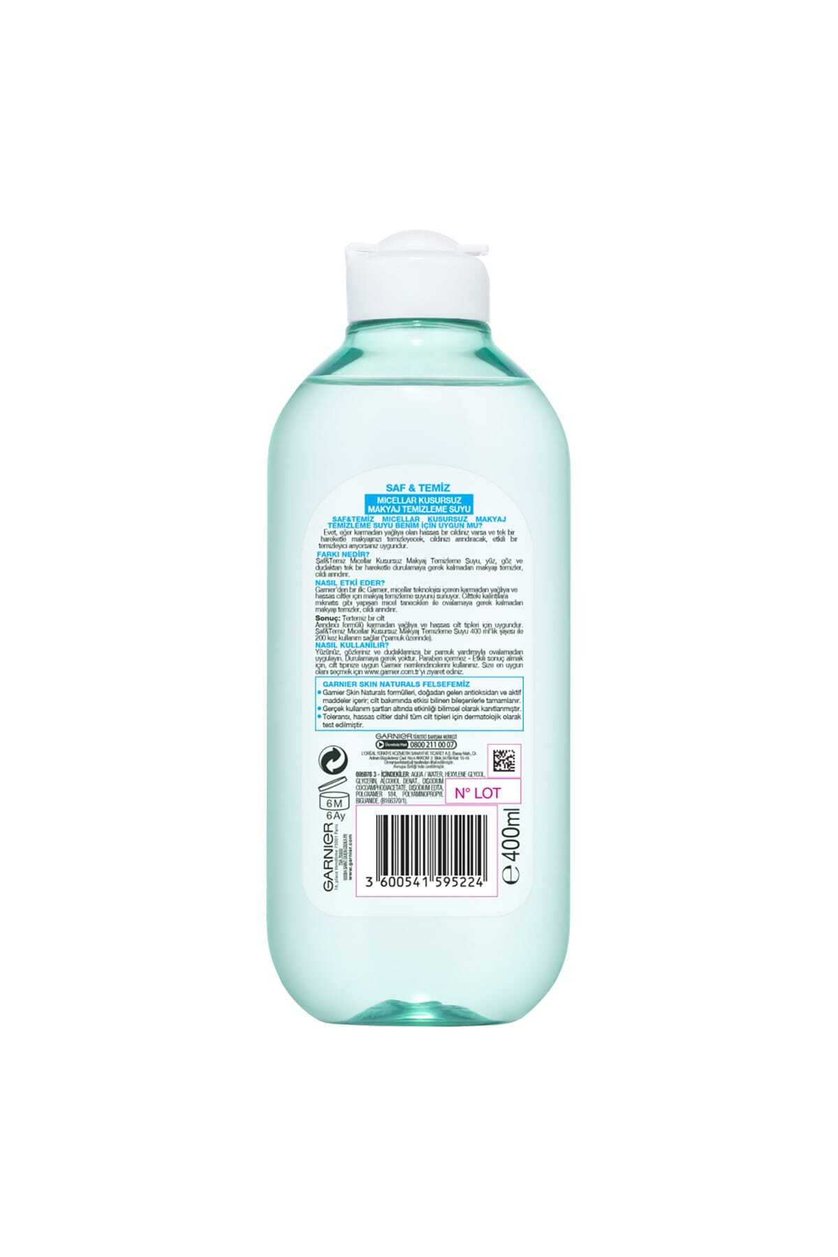 GARNİER SAF & TEMİZ MİCELLAR KUSURSUZ MAKYAJ TEMİZLEME SUYU 400ML-