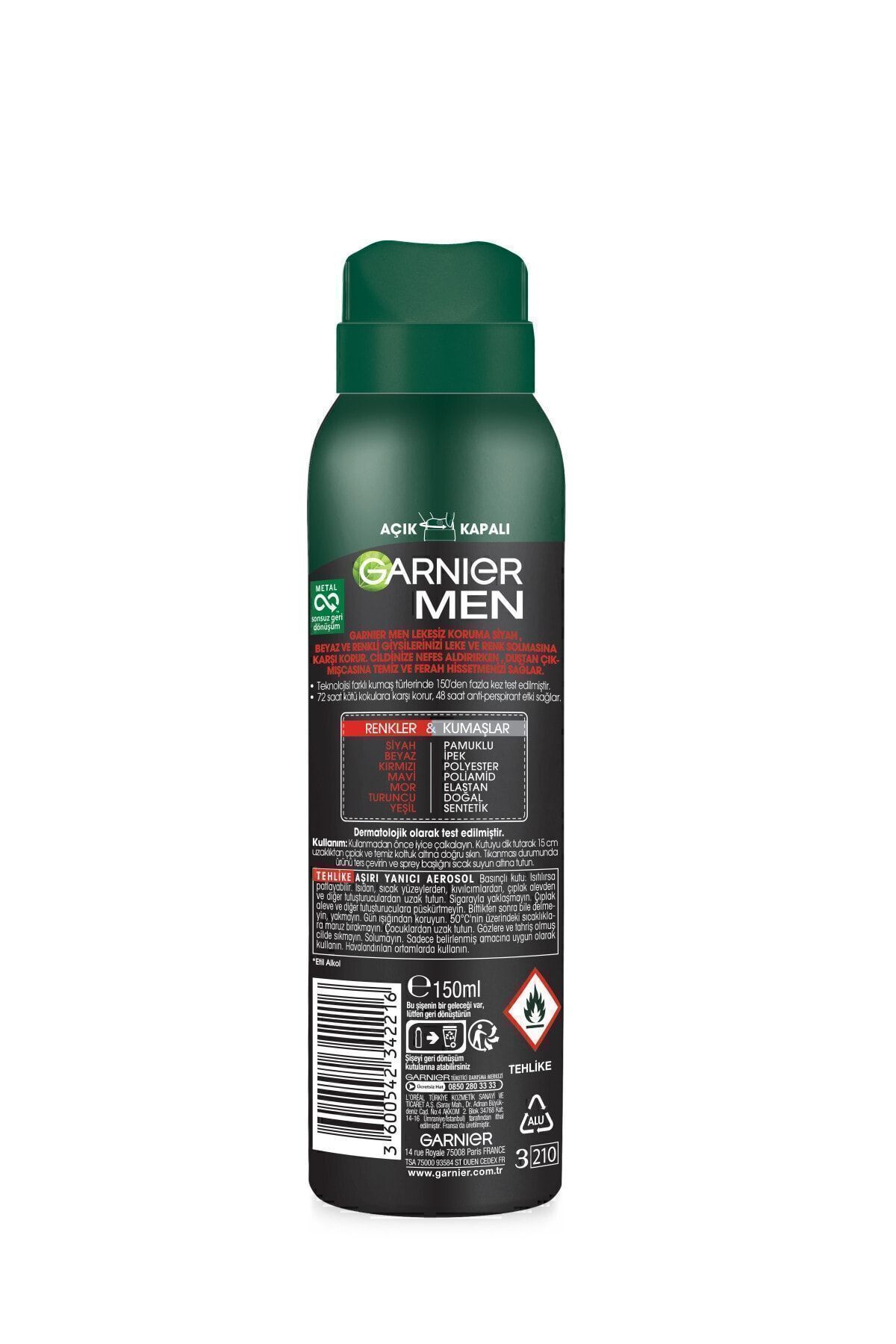 GARNİER MEN DEODORANT LEKESİZ KORUMA SPREY ERKEK 1-