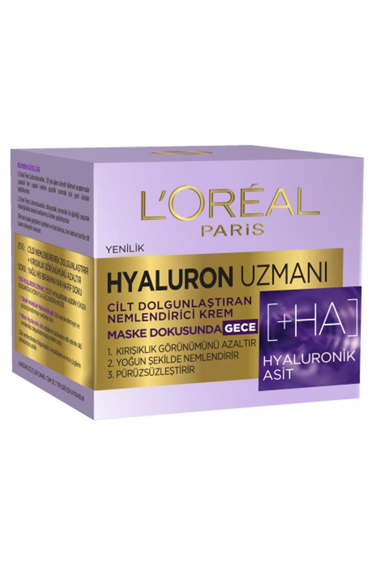 LOREAL PARİS NEMLENDİRİCİ KREM GECE HYALURON UZMAN NEMLENDİRİCİ 50ML-