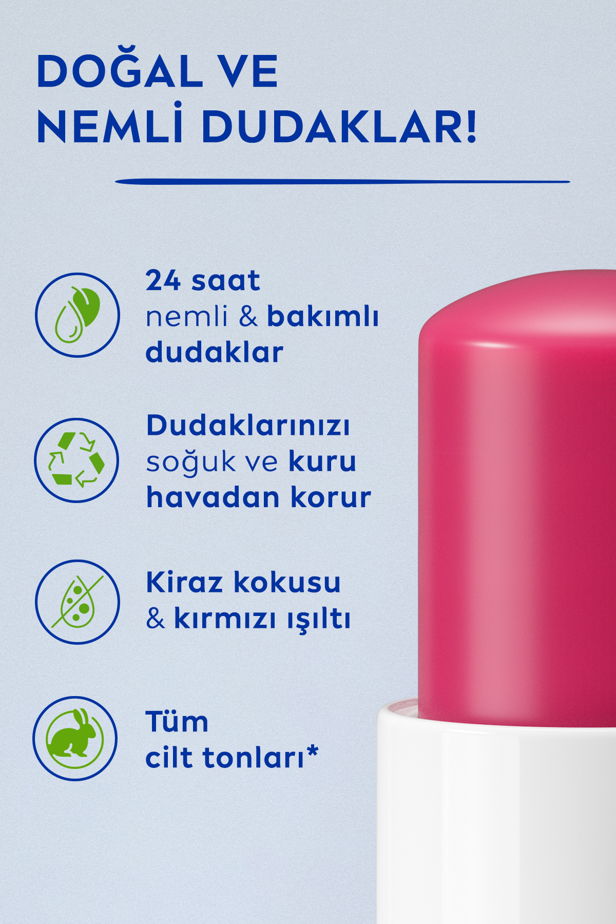NİVEA LİP CARE KİRAZ İÇERİKLİ DUDAK BAKIM KREMİ 4,8GR-