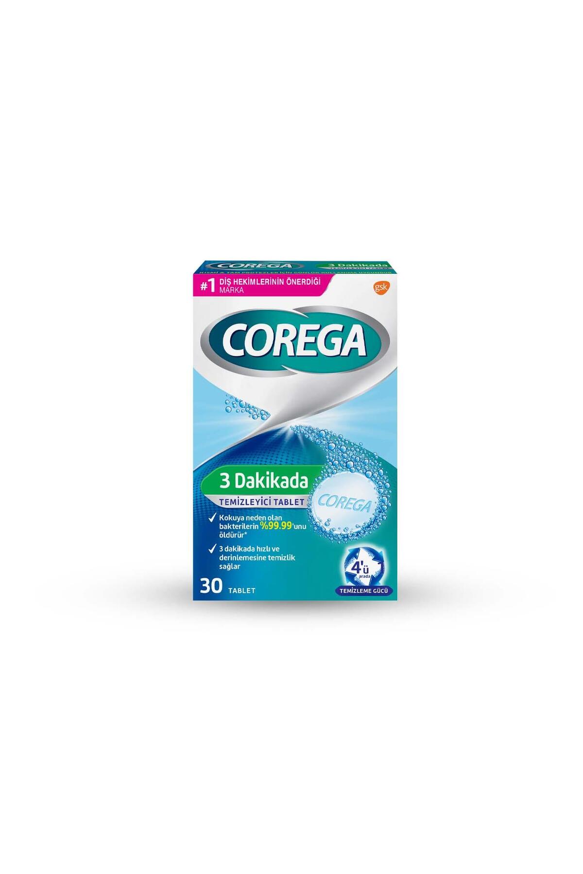 Corega Diş Temizleyici Beyazlatıcı 30 Tablet-
