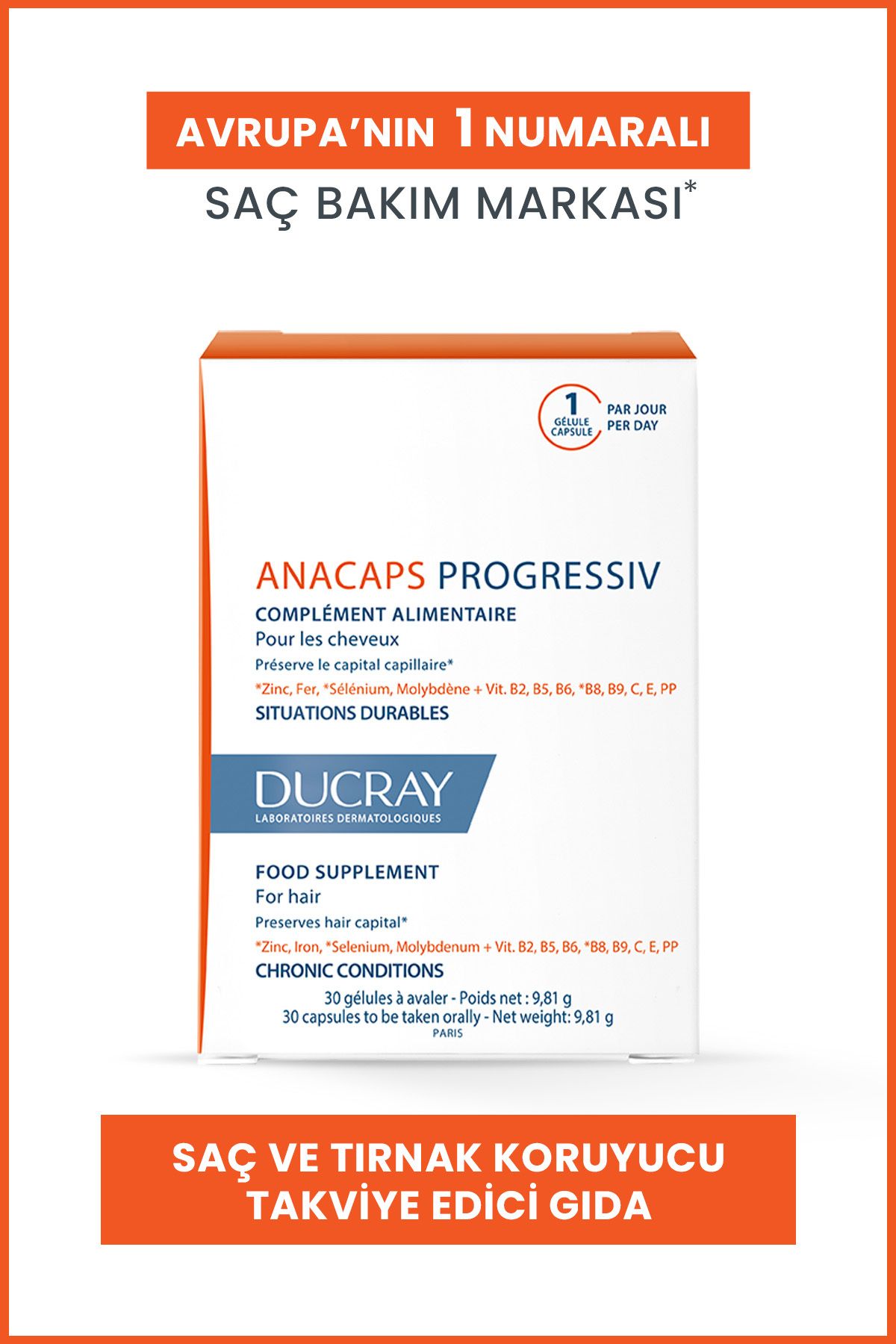 DUCRAY VİTAMİN TAKVİYE EDCİ GIDA ANACAPS PROGRESSİVE-