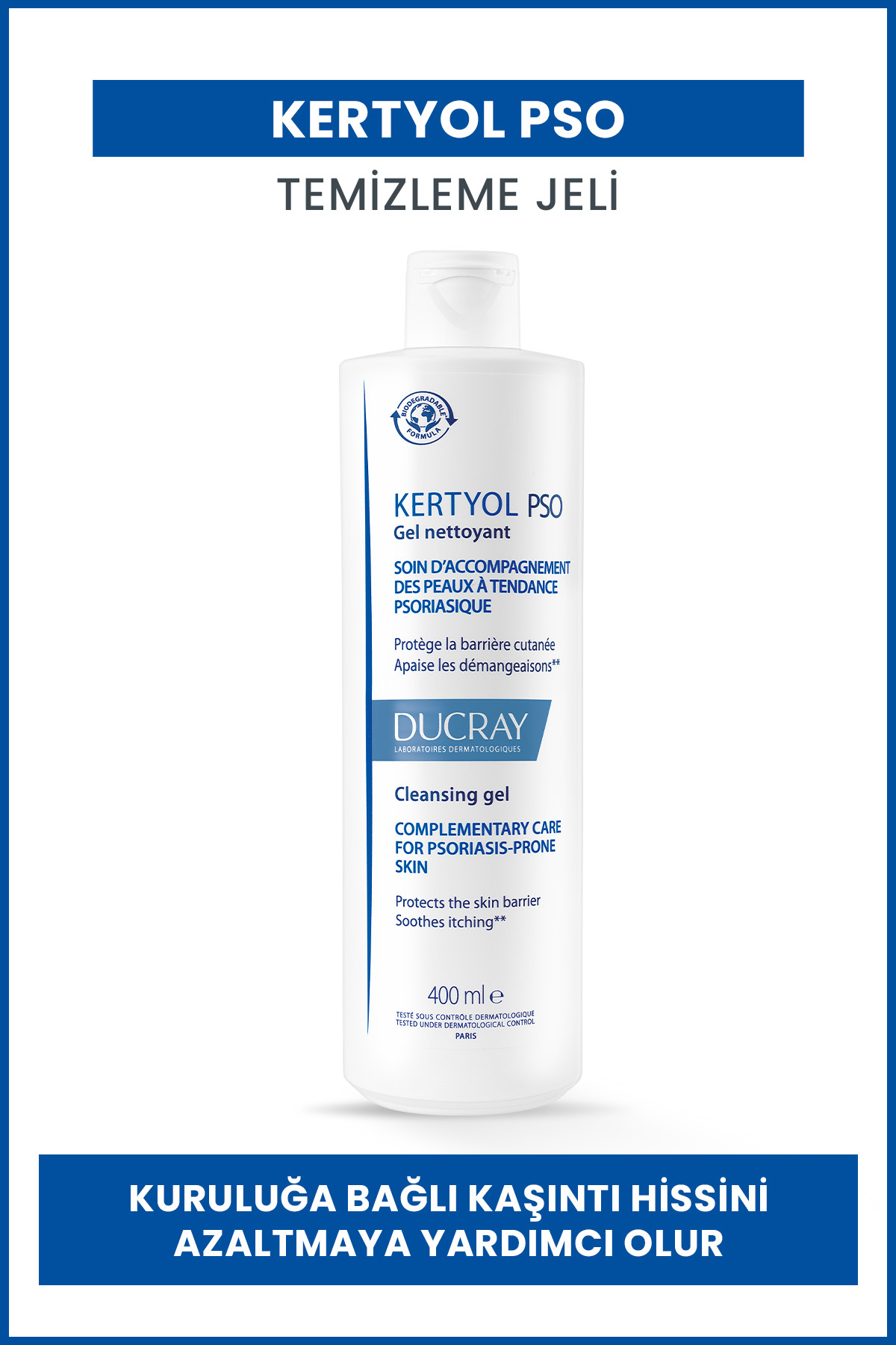 DUCRAY NEMLENDİRİCİ TEMİZLEME JELİ KERTOL PSO 400ML-