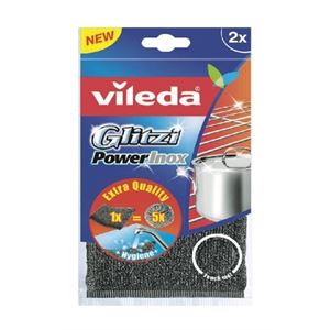 Vileda 2'li Glitzi Power Inox Çelik Bulaşık Teli-
