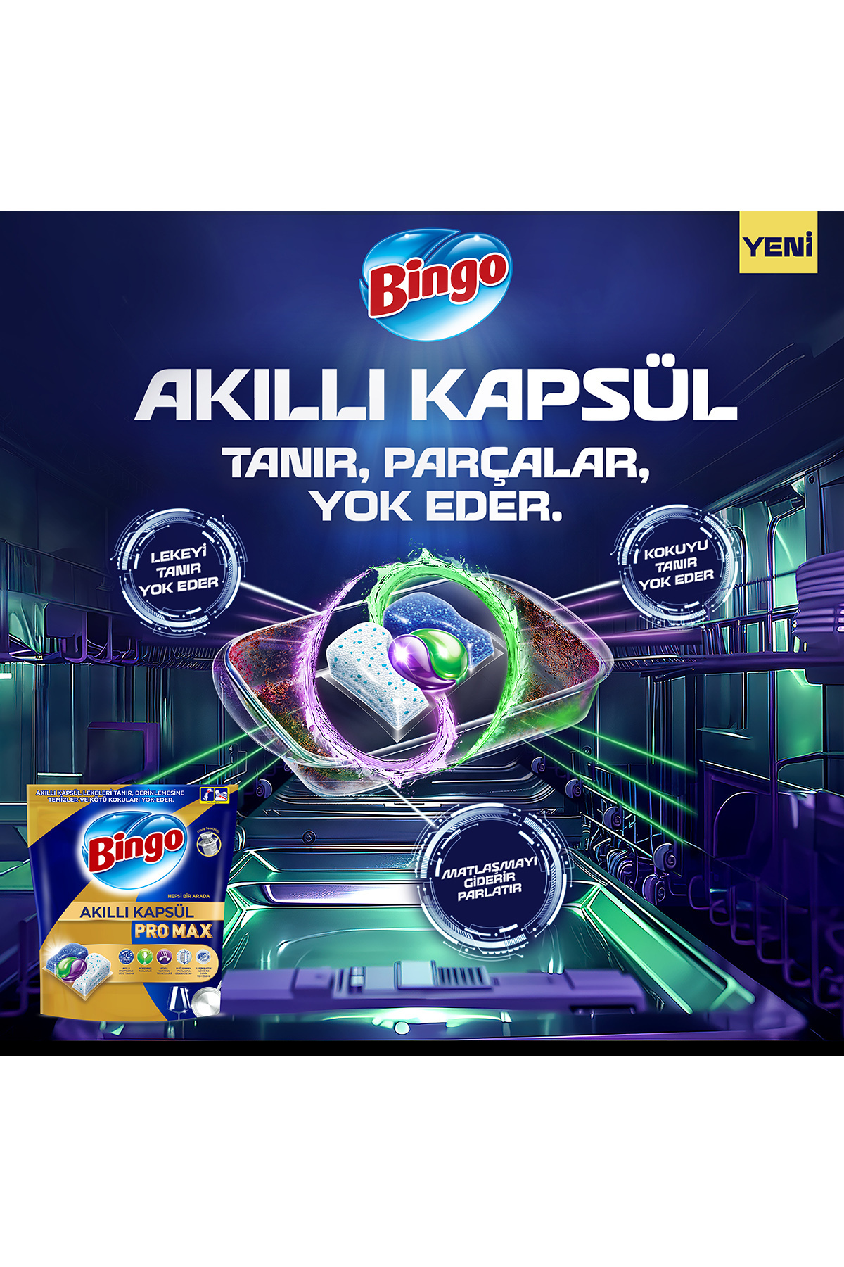 Bingo Akıllı Kapsül Pro Max Bulaşık Makinesi Deterjanı Tableti 60lı-