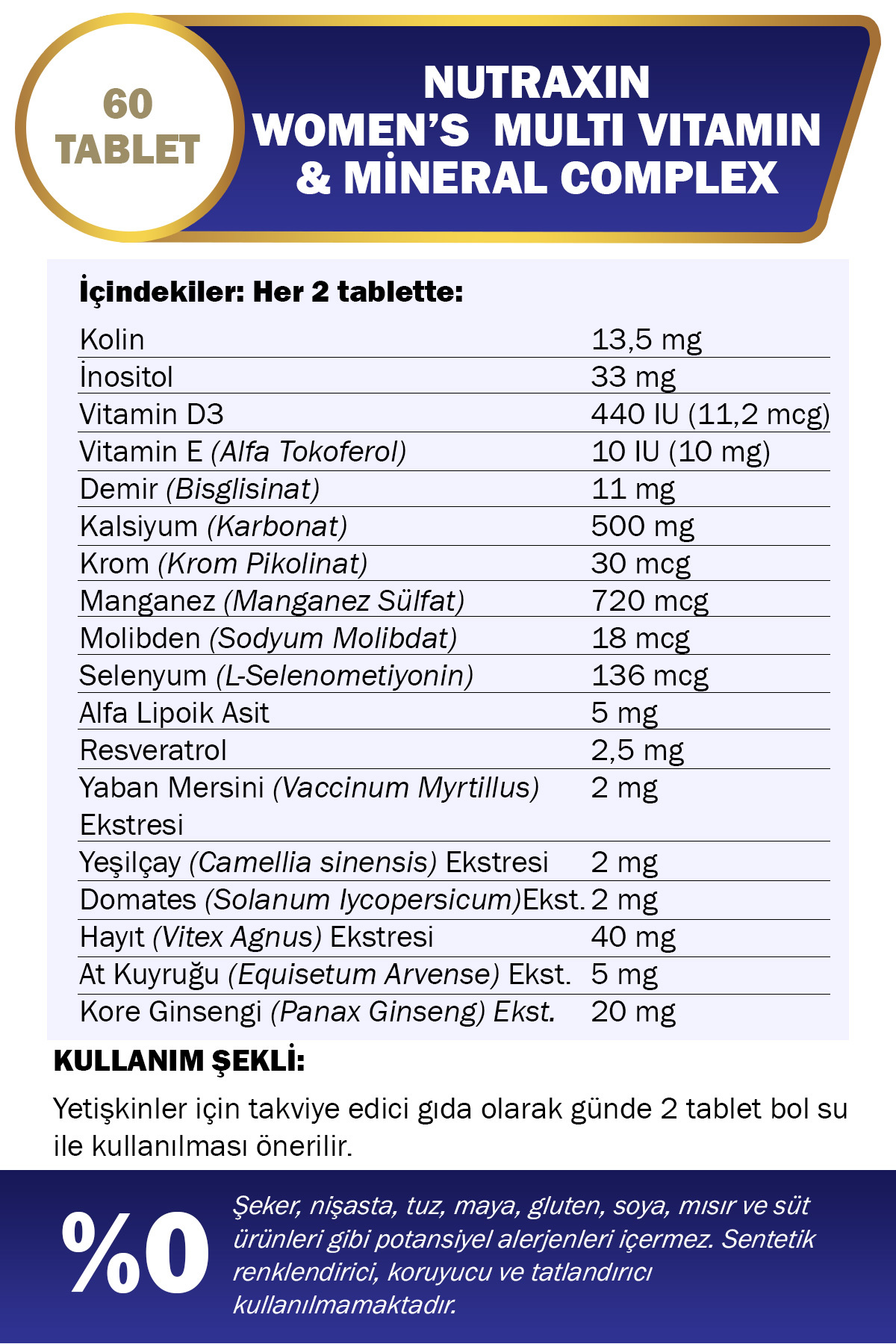 Nutraxin Vitals Women's Multivitamin Complex 60 Tablet-