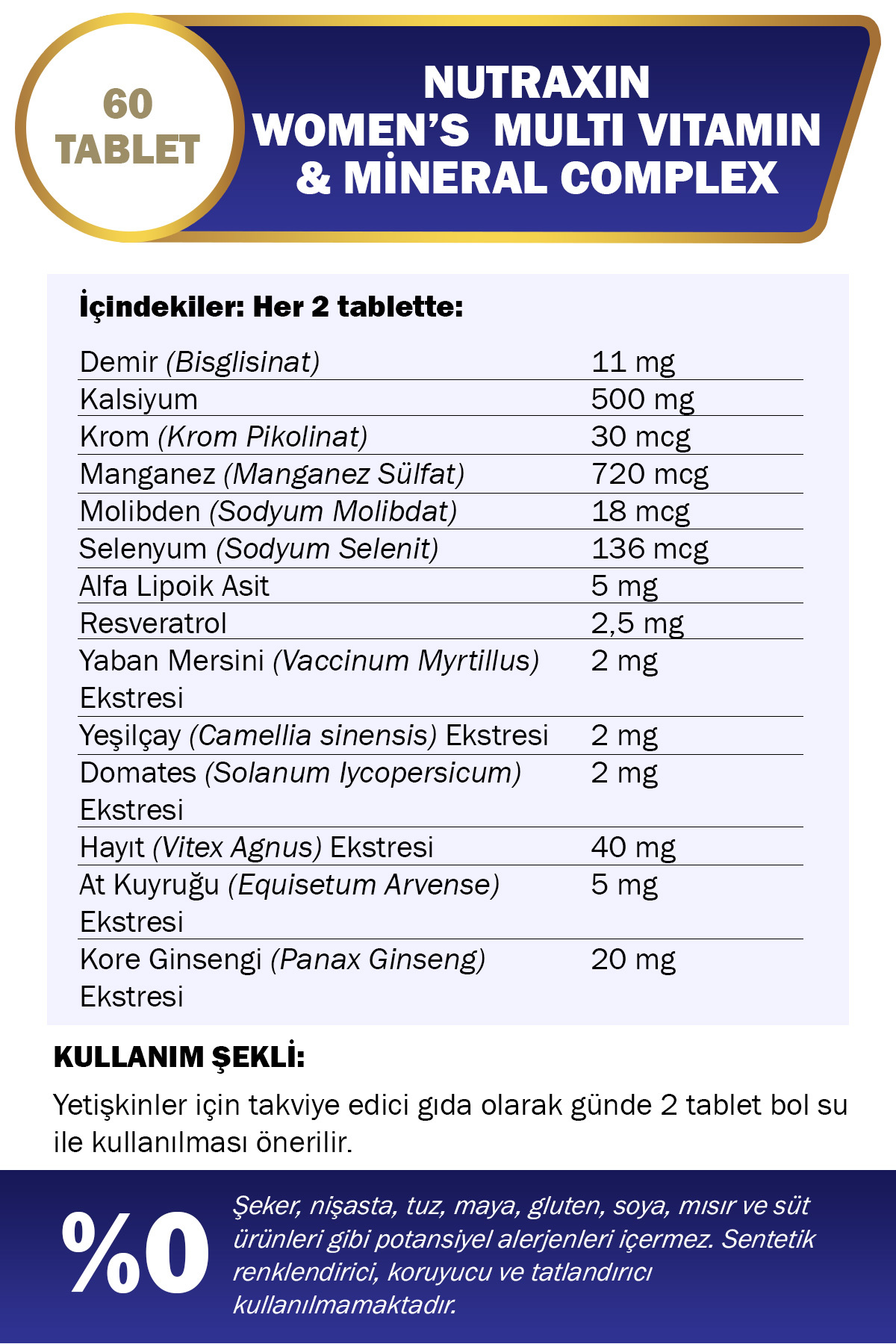 Nutraxin Vitals Women's Multivitamin Complex 60 Tablet-