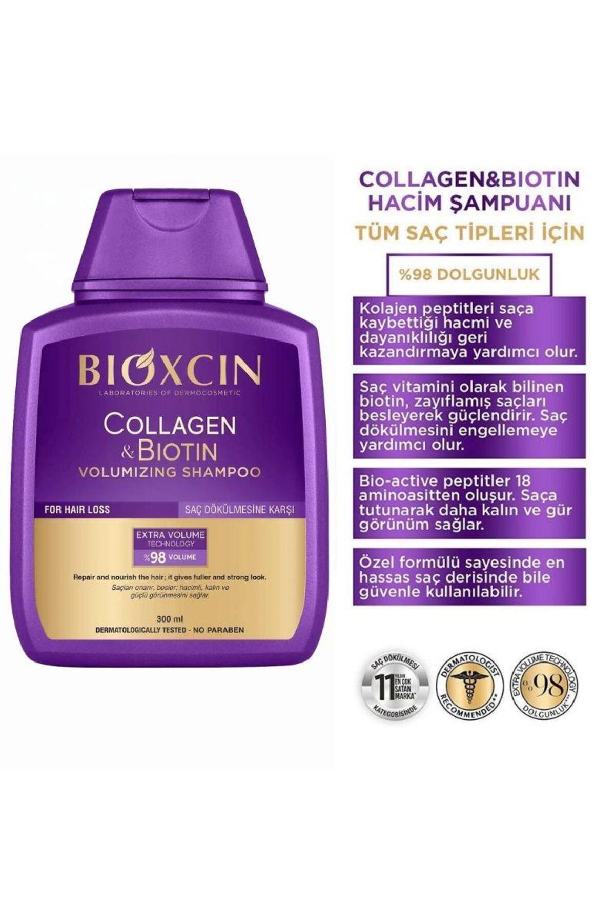 Bioxcin Collagen & Biotin Ekstra Hacim Şampuanı 3 x 300 ml 3 Al 2 Öde - Kolajen Biotin Ince Ve Seyrek Saçlar-