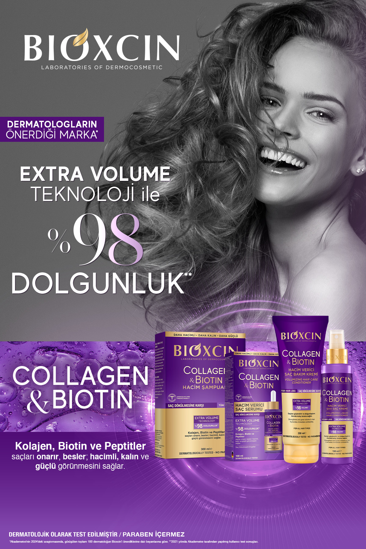 Bioxcin Collagen & Biotin Ekstra Hacim Şampuanı 3 x 300 ml 3 Al 2 Öde - Kolajen Biotin Ince Ve Seyrek Saçlar-