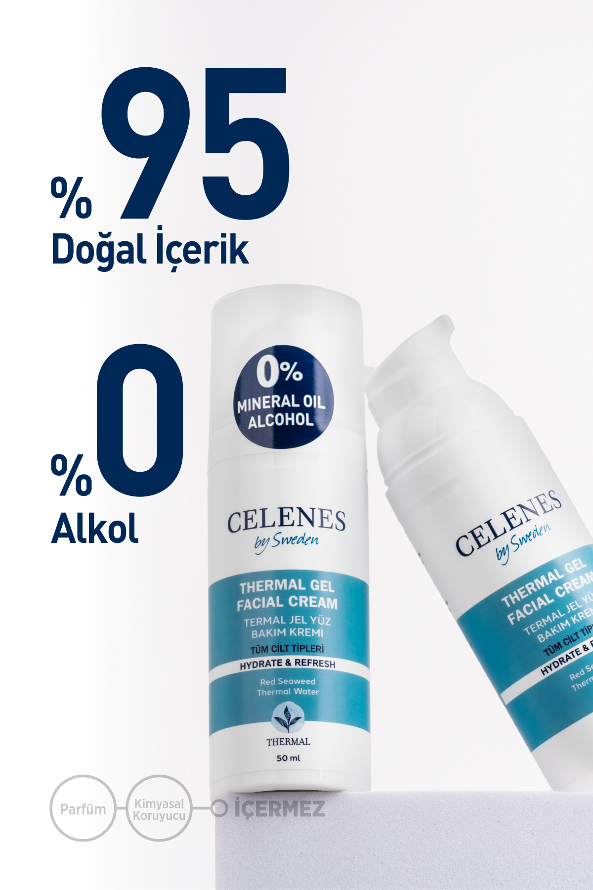 CELENES BY SWEDEN NEMLENDİRİCİ VE CANLANDIRICI THERMAL JEL GÜNLÜK BAKIM KREMİ 50 ML-