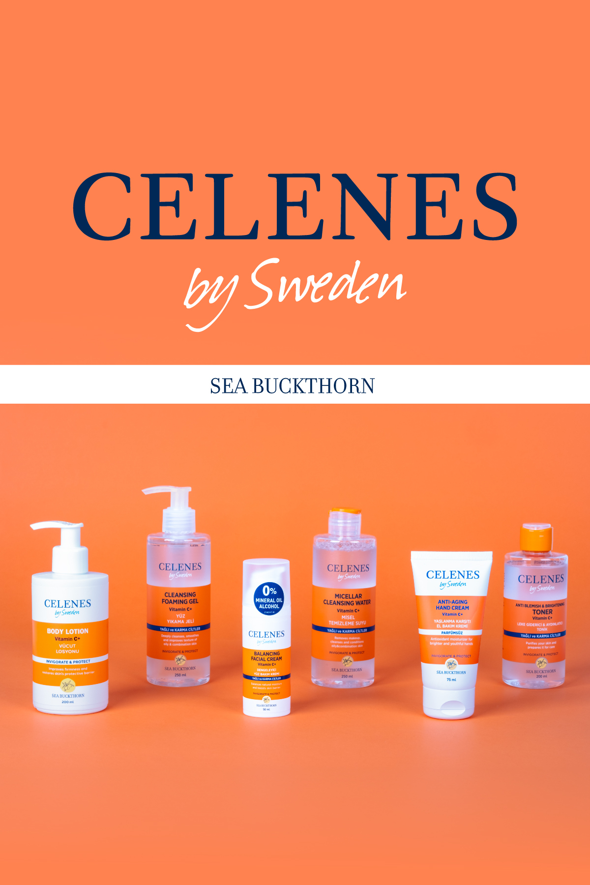 CELENES BY SWEDEN AYDINLATICI VE DENGELEYİCİ SEA BUCKTHORN YÜZ KREMİ YAĞLI VE KARMA CİLTLER 50 ML-