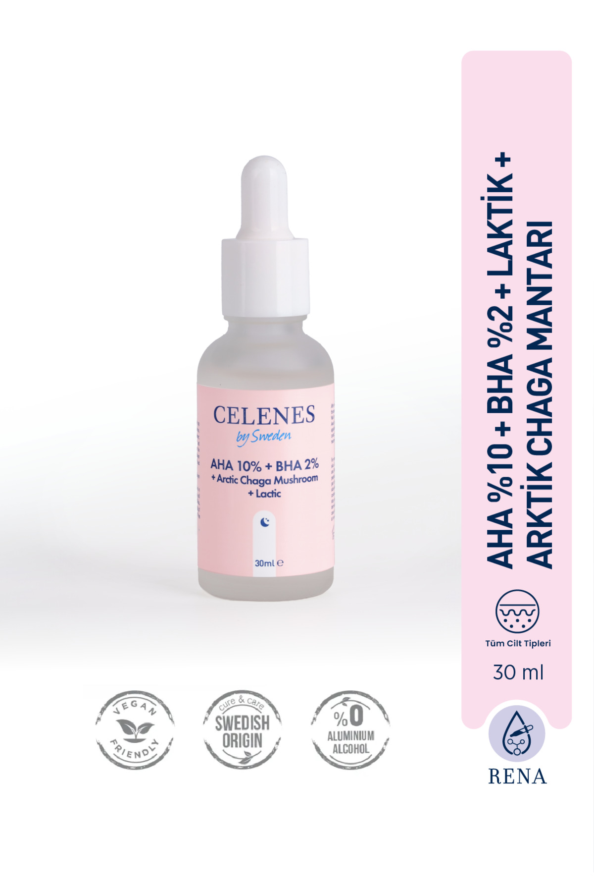 CELENES BY SWEDEN AHA + BHA + LACTİN + ARCTİC CHAGA MUSHROOM 30 ML-