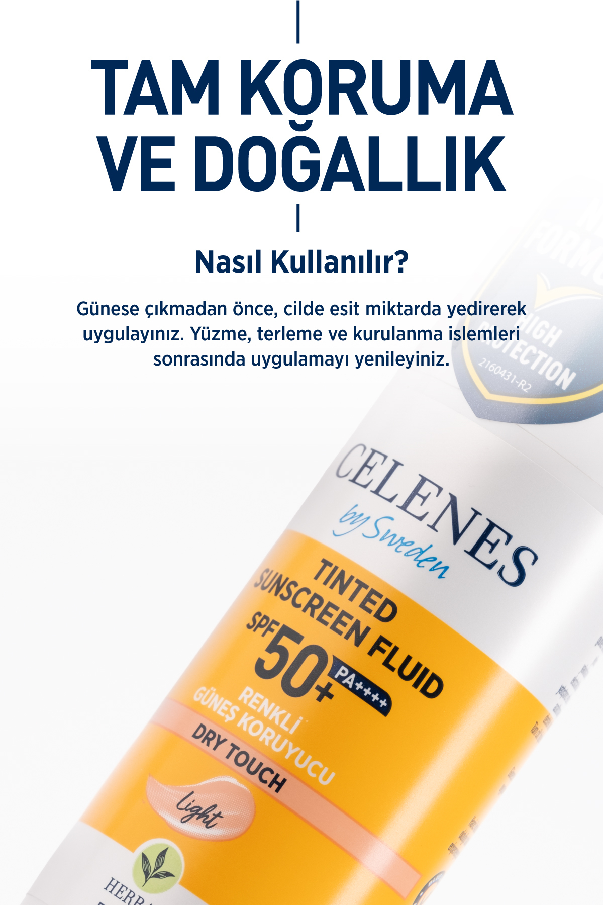 CELENES BY SWEDEN HERBAL DRY TOUCH SPF 50 MAT BİTİŞLİ RENKLİ GÜNEŞ KREMİ - YÜZ VE DEKOLTE BÖLGESİ 50 ML-